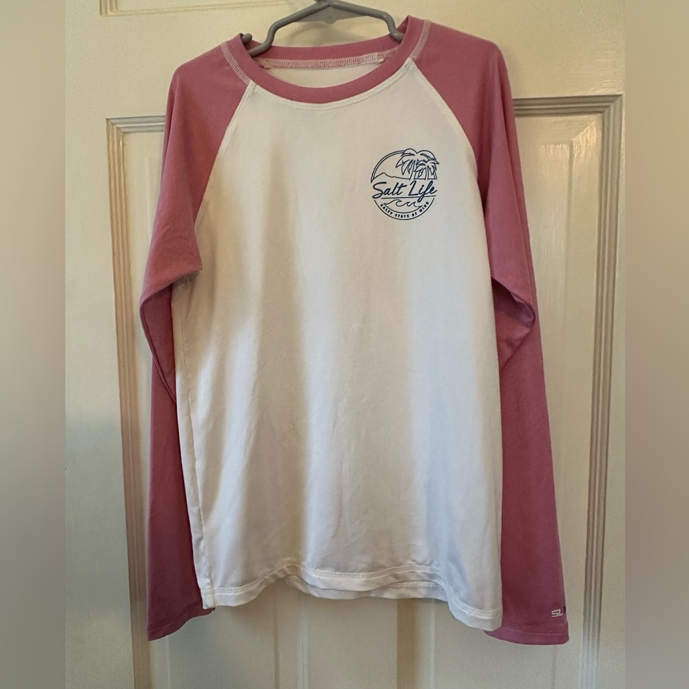 Salt Life Kids' Pink and White Raglan Shirt